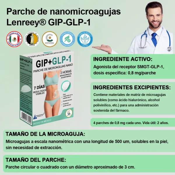 Lenreey® Parche de Microagujas Nano GIP+GLP-1
