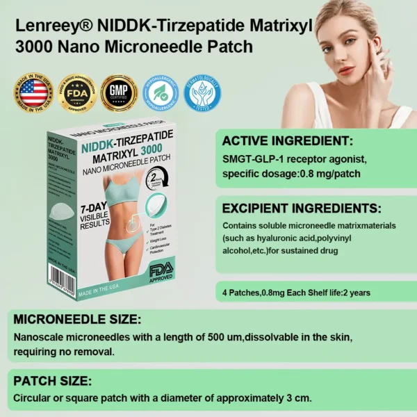 Lenreey® NIDDK-Tirzepatide Matrixyl 3000 Nano Microneedle Patch